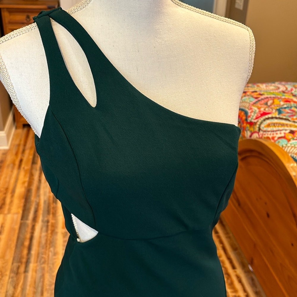 Lulus dark green one shoulder maxi dress size XS - Picture 6 of 10